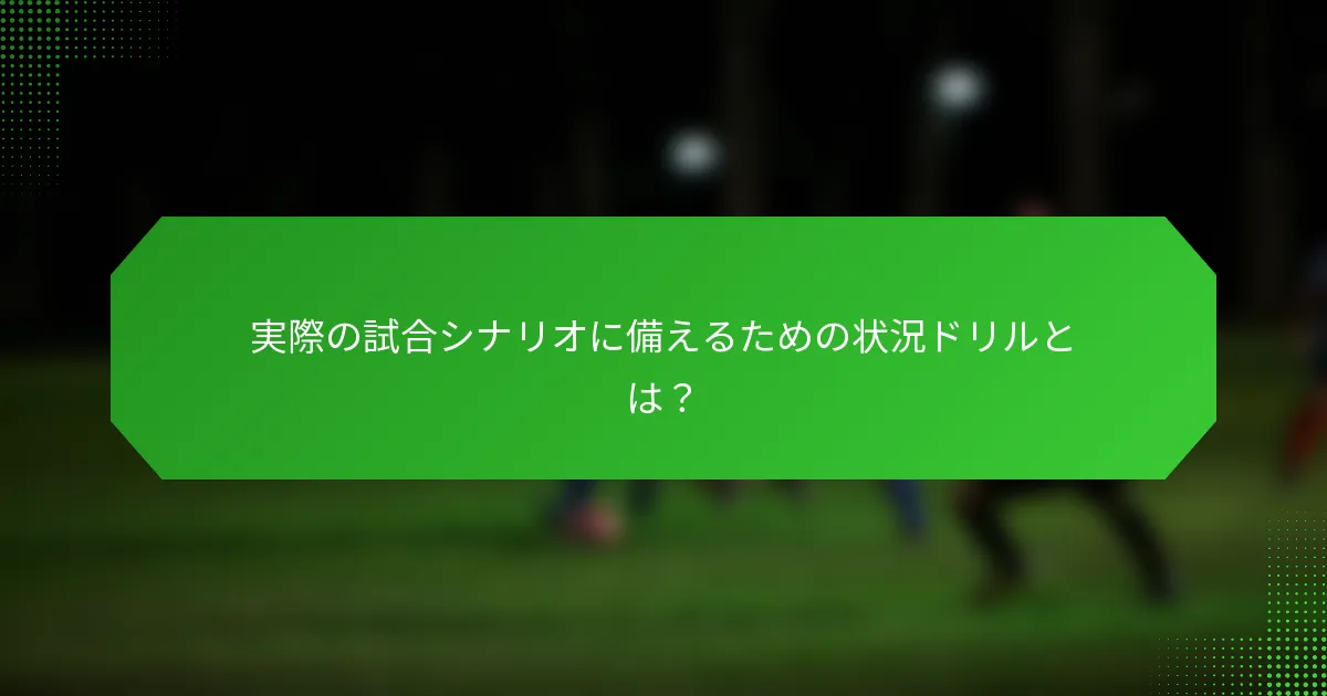 実際の試合シナリオに備えるための状況ドリルとは？